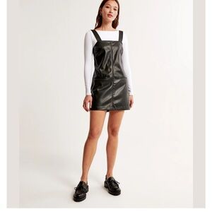 Abercrombie & Fitch Black Faux Leather Front Pocket Mini Shift Dress